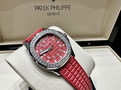 Top grade Replica Patek Philippe Swiss Aquanaut 5067A Red Dial Diamond Bezel Quartz Watch